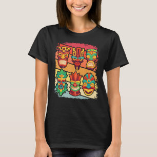 Tiki Hawaiian Polynesian Totem Mask Vintage T-shirt