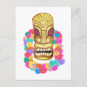 Tiki Head Hawaiian Lei Briefkaart (Voorkant)