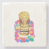 Tiki Head Hawaiian Lei Stenen Onderzetter (Voorkant)
