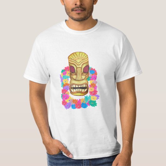 Tiki Head Hawaiian Lei T-shirt (Voorkant)
