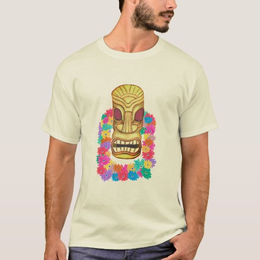 Tiki Head Hawaiian Lei T-shirt (Voorkant)