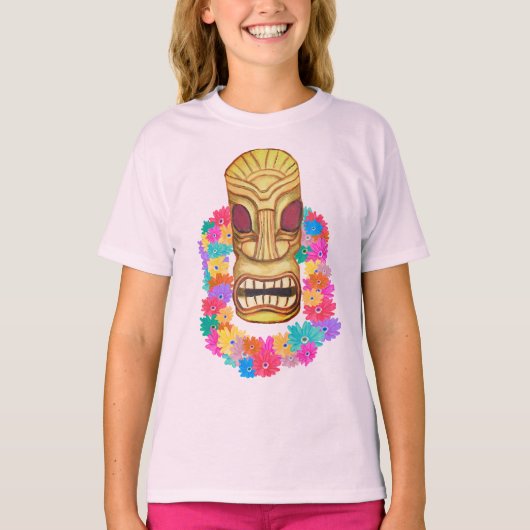 Tiki Head Hawaiian Lei T-shirt (Voorkant)