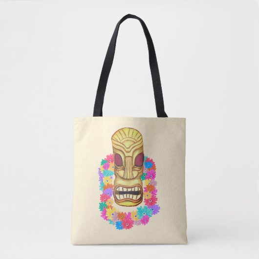 Tiki Head Hawaiian Lei Tote Bag (Voorkant)