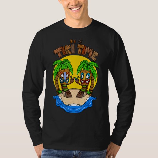 Tiki Head It's Tiki Time Hawaiian Hawaii Luau T-shirt (Voorkant)