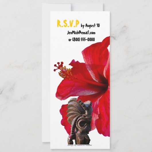 Tiki Hibiscus Luau Party Kaart (Achterkant)