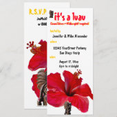 Tiki Hibiscus Luau Party Kaart (Voorkant / Achterkant)