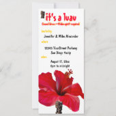 Tiki Hibiscus Luau Party Kaart (Voorkant)