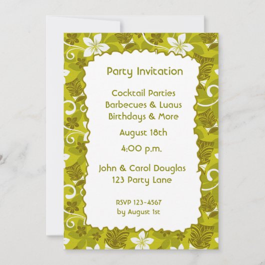 Tiki Hibiscus Uitnodiging (Voorkant)