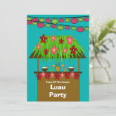 Tiki Hut Aloha Luau PartyInvitation Kaart (Staand voorkant)
