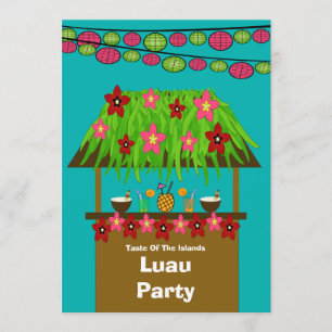 Tiki Hut Aloha Luau PartyInvitation Kaart