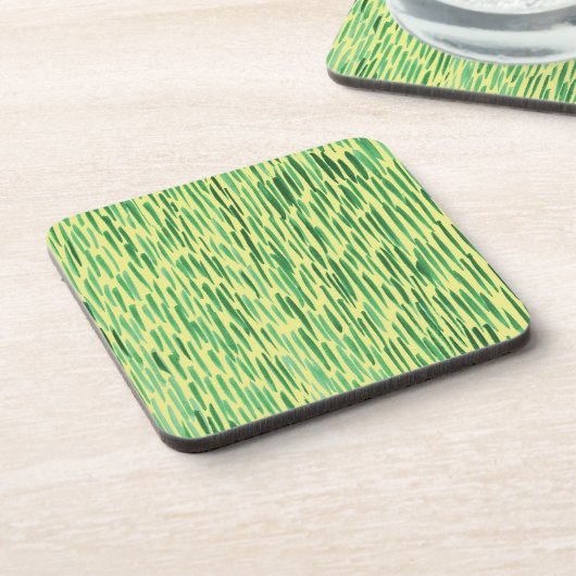 Tiki Hut Bamboo Pattern Oerwoud Vibe Green Stripes Bier Onderzetter (Linkerzijde)