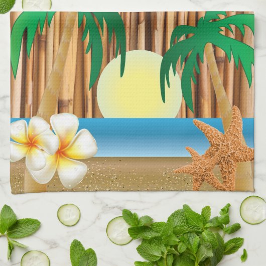 Tiki Hut Bamboo Stick Design Theedoek (Gevouwen)