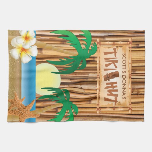 Tiki Hut Bamboo Stick Design Theedoek (Horizontaal)