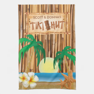 Tiki Hut Bamboo Stick Design Theedoek
