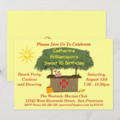 Tiki Hut Bar Cookout Beach Pool Party Sweet 16 Kaart (Voorkant / Achterkant)