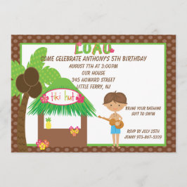 Tiki Hut Brown Boys Birthday Uitnodiging