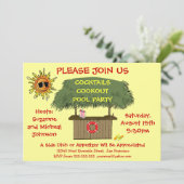 Tiki Hut Cocktail Cookout Beach of Pool Party Kaart (Staand voorkant)