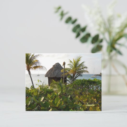 Tiki Hut en Palm Trees van het Zee Negril Jamaica Briefkaart (Staand voorkant)