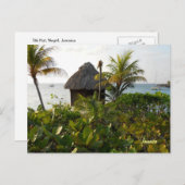 Tiki Hut en Palm Trees van het Zee Negril Jamaica Briefkaart (Voorkant / Achterkant)