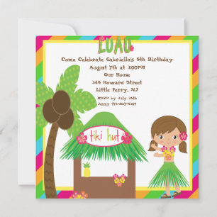 Tiki Hut Luau Square Birthday Invitation Kaart