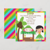 Tiki Hut Luau Square Birthday Invitation Kaart (Voorkant / Achterkant)