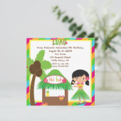 Tiki Hut Luau Square Birthday Invitation Kaart (Staand voorkant)