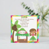 Tiki Hut Luau Square Birthday Invitation Kaart (Staand voorkant)
