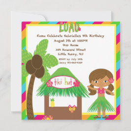 Tiki Hut Luau Square Birthday Invitation Kaart