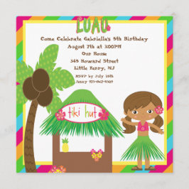 Tiki Hut Luau Square Birthday Invitation Kaart