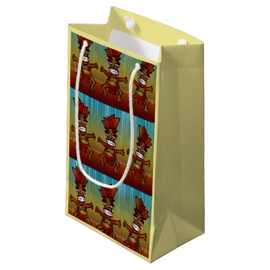 Tiki Hut Mannen Island danst Tropische zomer stran Klein Cadeauzakje (Voorkant Gekanteld)