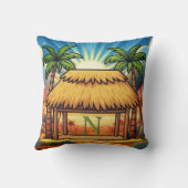 Tiki Hut Mongram Sunrise Persoonlijk Kussen (Achterkant)