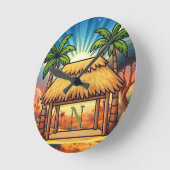 Tiki Hut Monogram Op Maat Ronde Klok (Hoek)