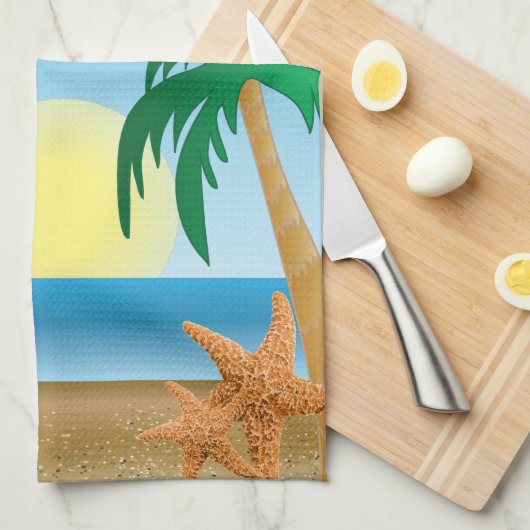 Tiki Hut Summer Design Theedoek (Quarter Fold)