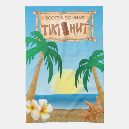 Tiki Hut Summer Design Theedoek (Verticaal)