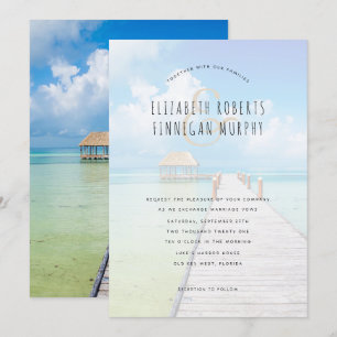 Tiki Hut Tropical Paradise Wedding Invitation Kaart