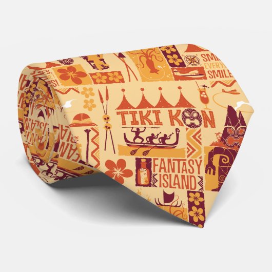 Tiki Kon Fantasy Island Necktie (avontuurlijke kle Stropdas (Opgerold)