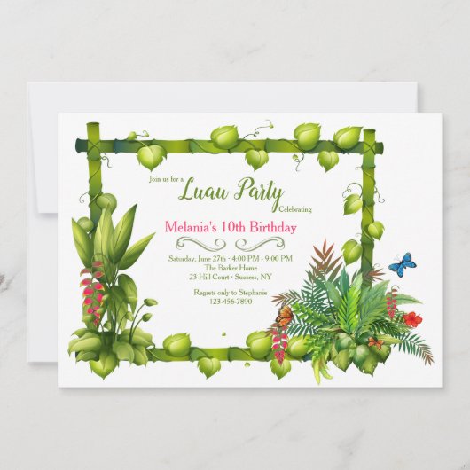 Tiki Lijst Birthday Party Kaart (Voorkant)