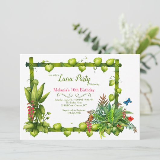 Tiki Lijst Birthday Party Kaart (Staand voorkant)