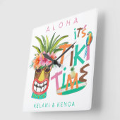 Tiki Luau | Aloha Tropical Beach Tiki Bar Vierkante Klok (Hoek)