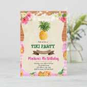Tiki luau ananas verjaardagsuitnodiging kaart (Staand voorkant)