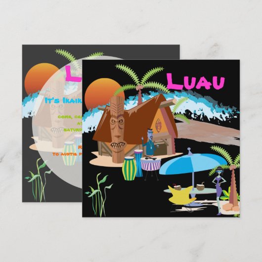 Tiki/Luau bij zonsondergang Kaart (Voorkant / Achterkant)