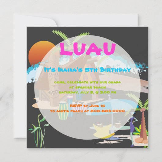 Tiki/Luau bij zonsondergang Kaart (Achterkant)