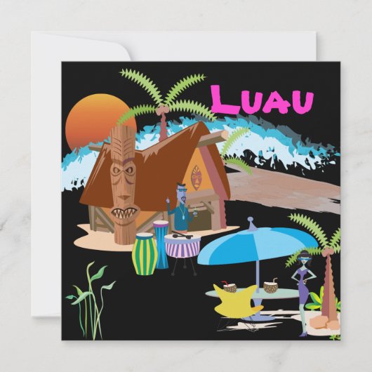 Tiki/Luau bij zonsondergang Kaart (Voorkant)