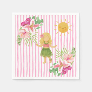 Tiki Luau Feest, Hawaiaanse Verjaardag, Hula Meisj Servet