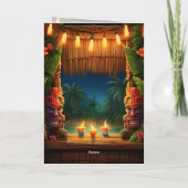 Tiki Luau Hawaiian Tropical Island Beach Verjaarda Kaart (Achterkant)