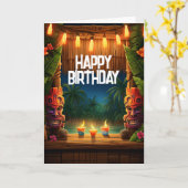 Tiki Luau Hawaiian Tropical Island Beach Verjaarda Kaart (Gele Bloem)