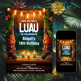 Tiki Luau Hawaiian Tropical Island Beach Verjaarda Kaart