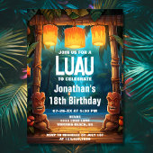 Tiki Luau Hawaiian Tropical Island Beach Verjaarda Kaart
