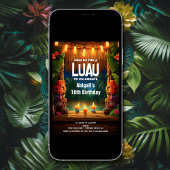 Tiki Luau Hawaiian Tropical Island Beach Verjaarda Kaart