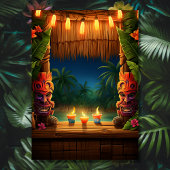 Tiki Luau Hawaiian Tropical Island Beach Verjaarda Kaart